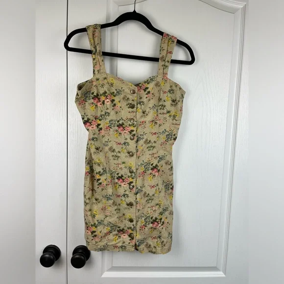 Laura Ashley | Dresses | Laura Ashley X Urban Outfitters Mini Dress Size  Medium Floral Linen Blend Jumper | Poshmark